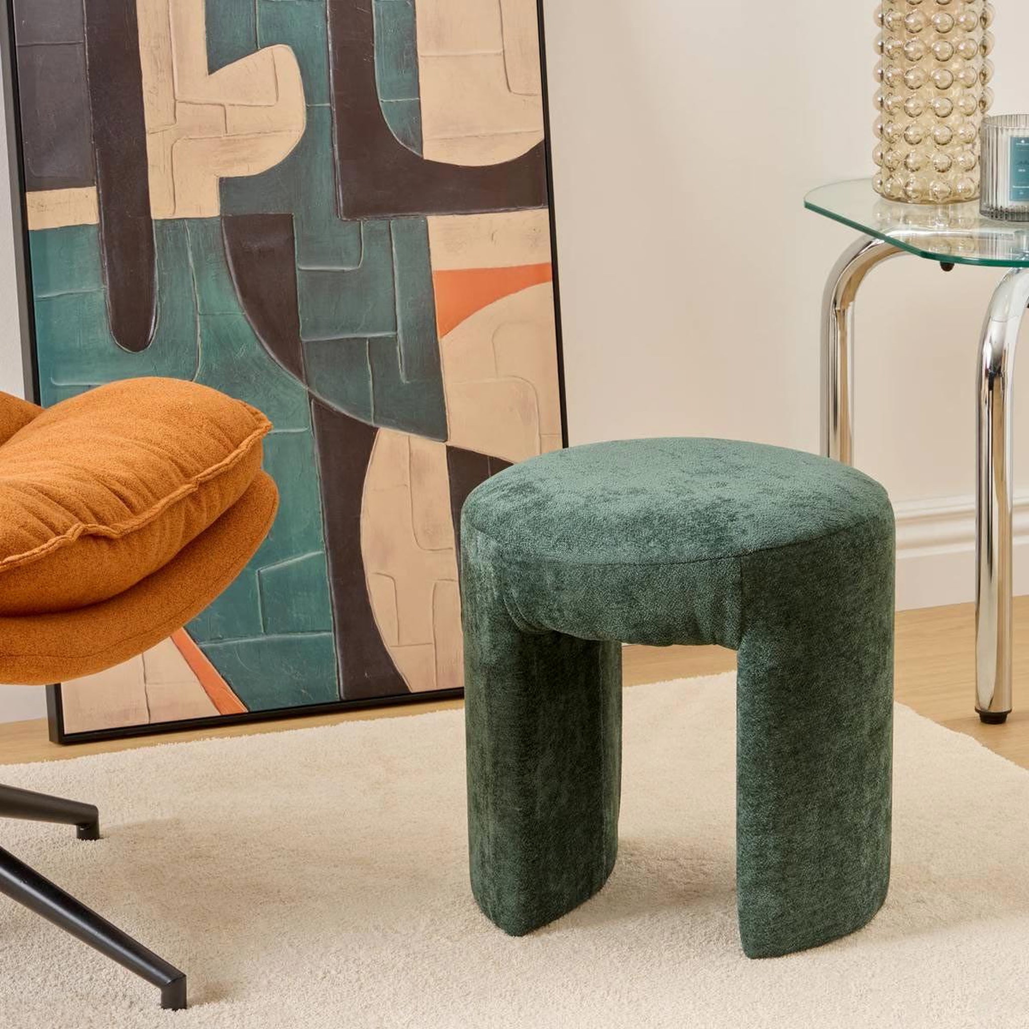 Voir la diapositive 5 : ATMOSPHERA Pouf design en tissu  jin  38cm vert cèdre