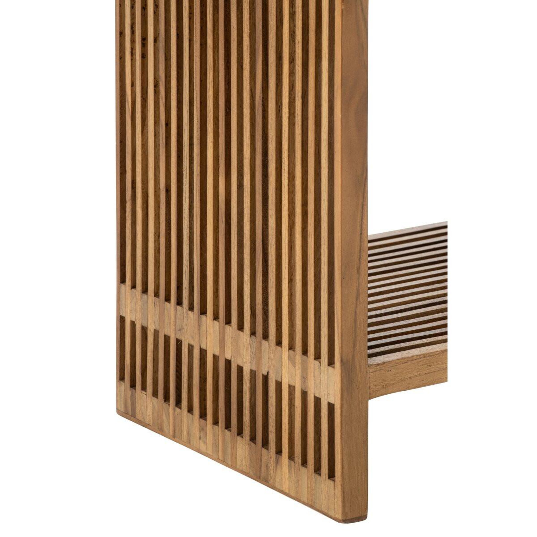 Voir la diapositive 6 : J-LINE Banc à lattes en bois  lars  80cm naturel