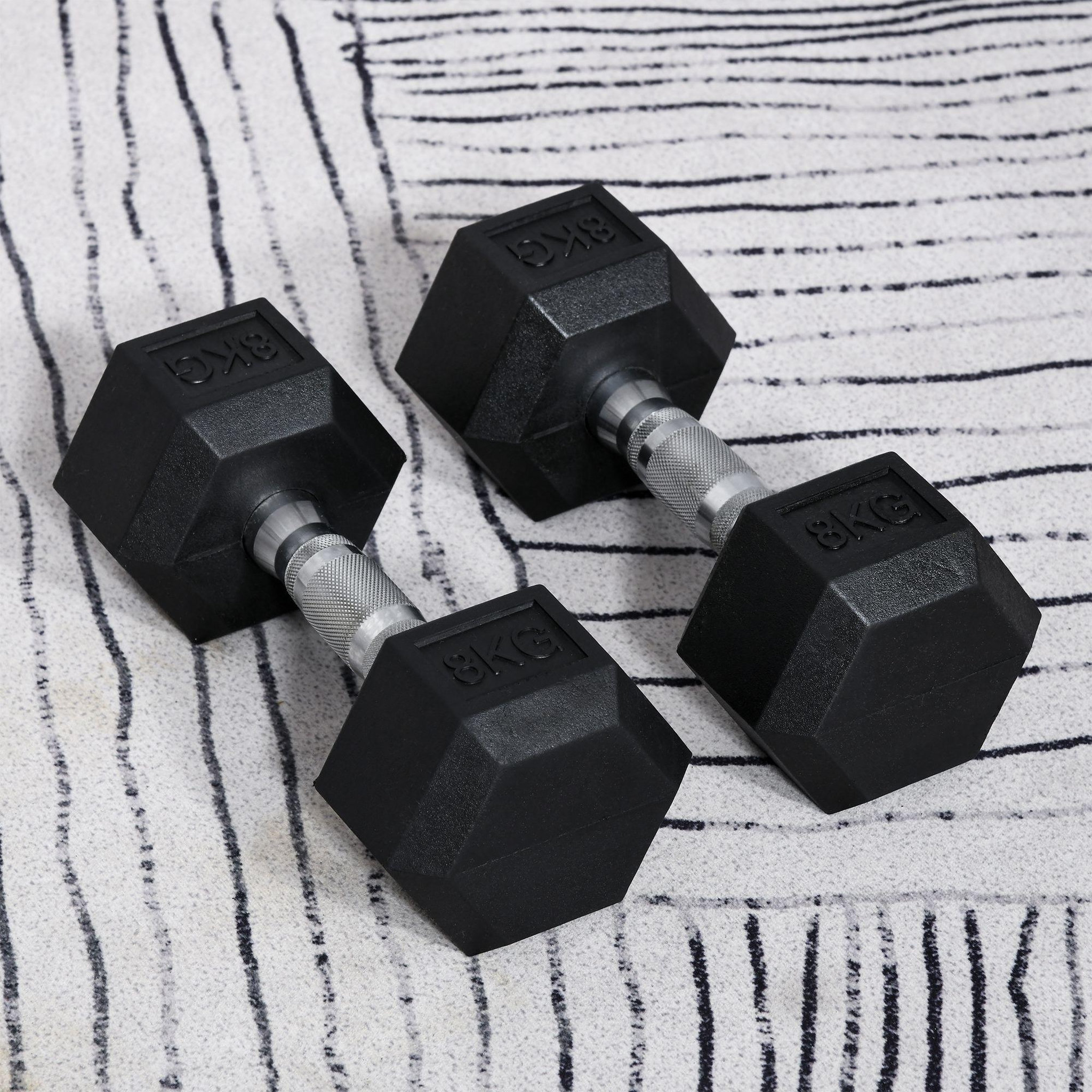 Voir la diapositive 2 : HOMCOM Ensemble d'haltères courtes total 16 kg - entraînement musculaire & haltérophilie - acier caoutchouc noir