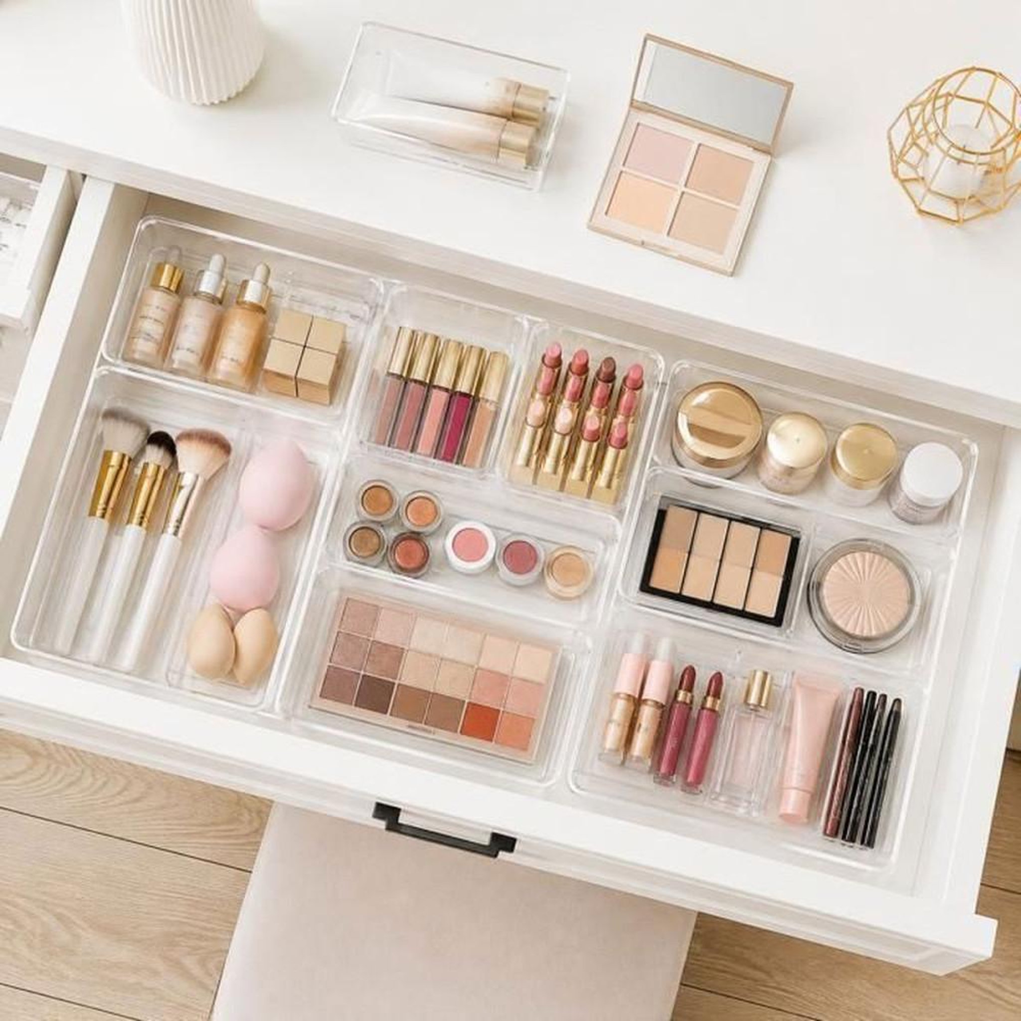 Voir la diapositive 5 : Set d'organisateurs de tiroir 31 pièces plastique transparent empilables, 4 tailles modulables