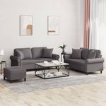 VIDAXL Ensemble de canapes 3 pcs avec coussins gris similicuir