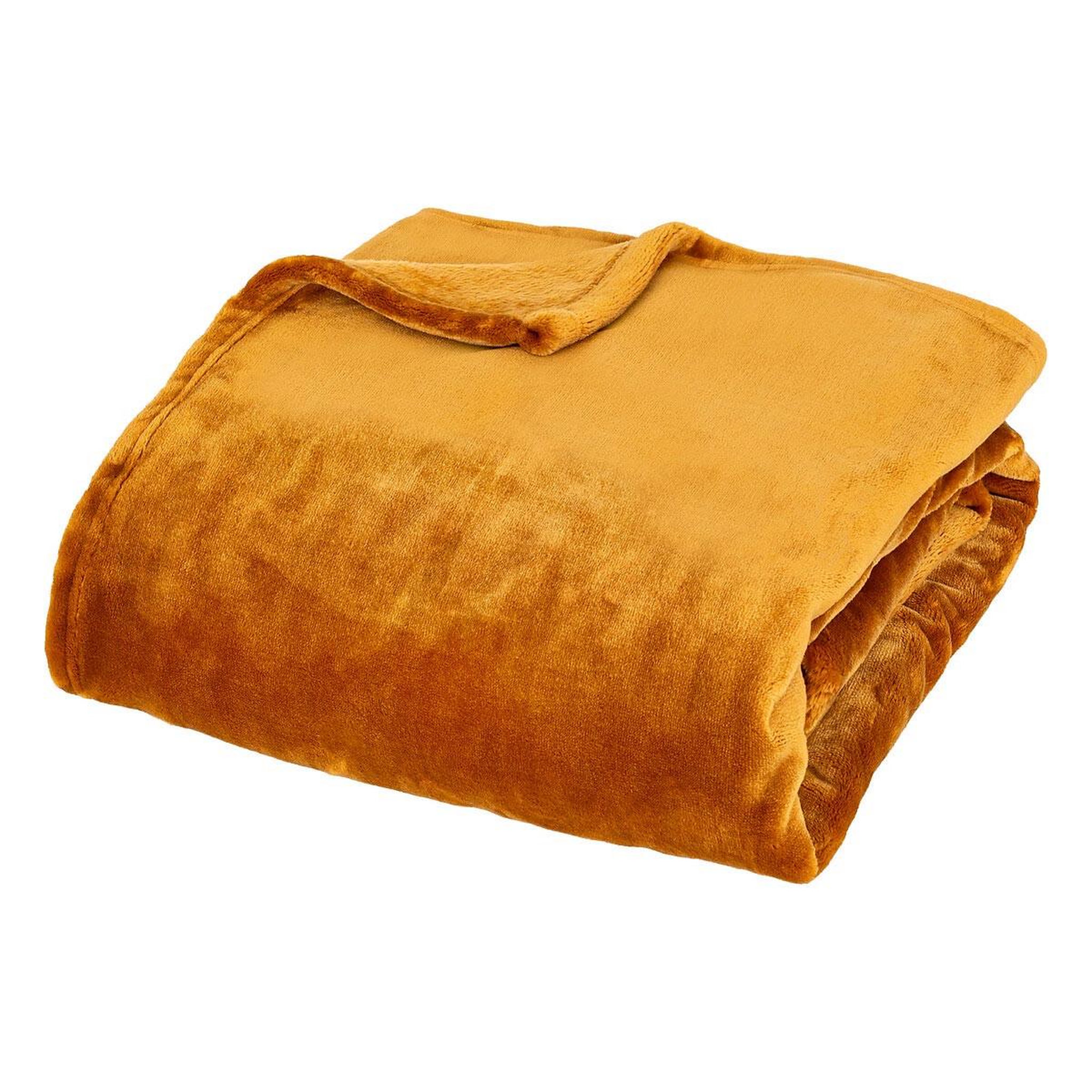 ATMOSPHERA Plaid en flanelle  cuddly  130x180cm jaune cumin