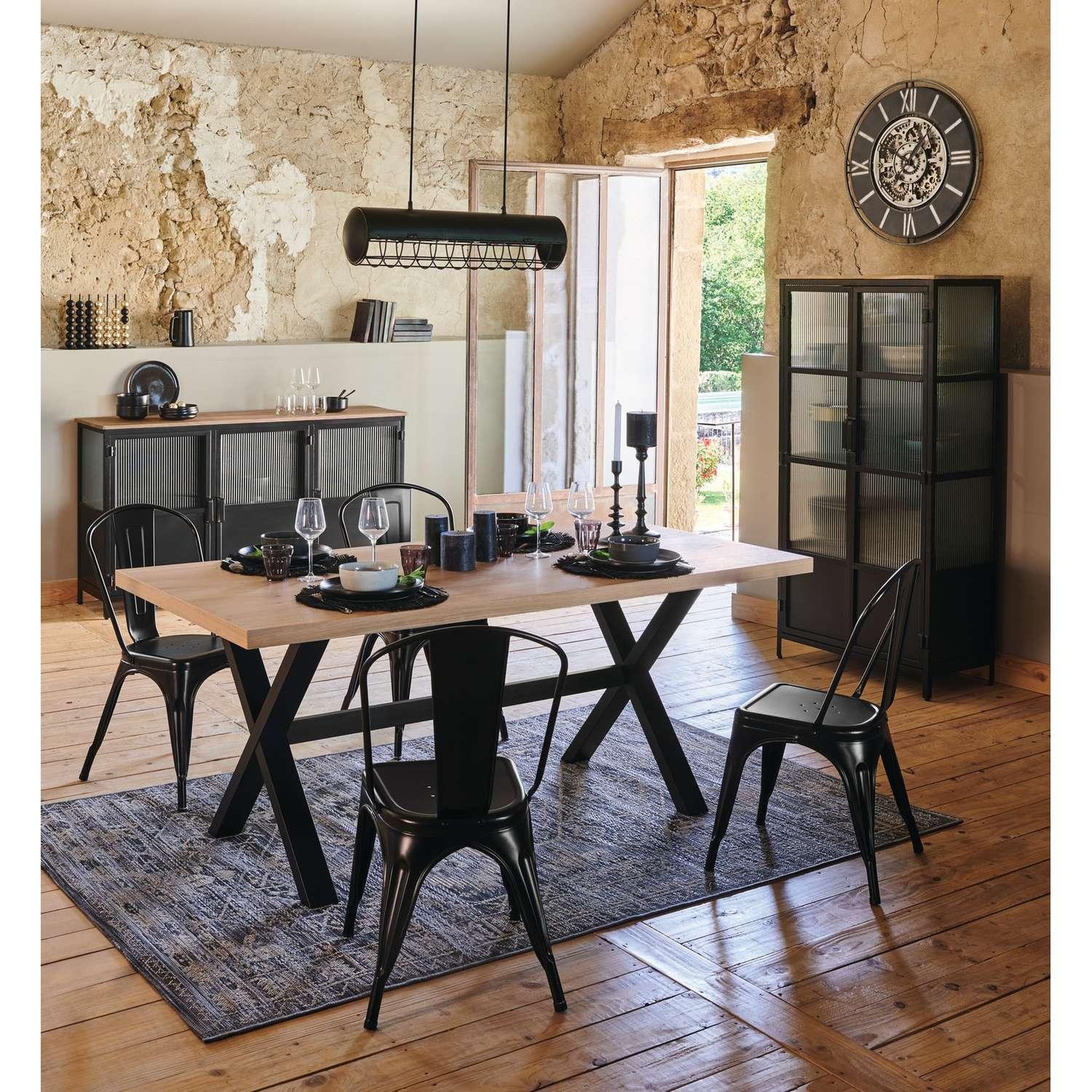 Voir la diapositive 2 : ATMOSPHERA Table à manger en bois pour 6 personnes STEJA - Marron et noir