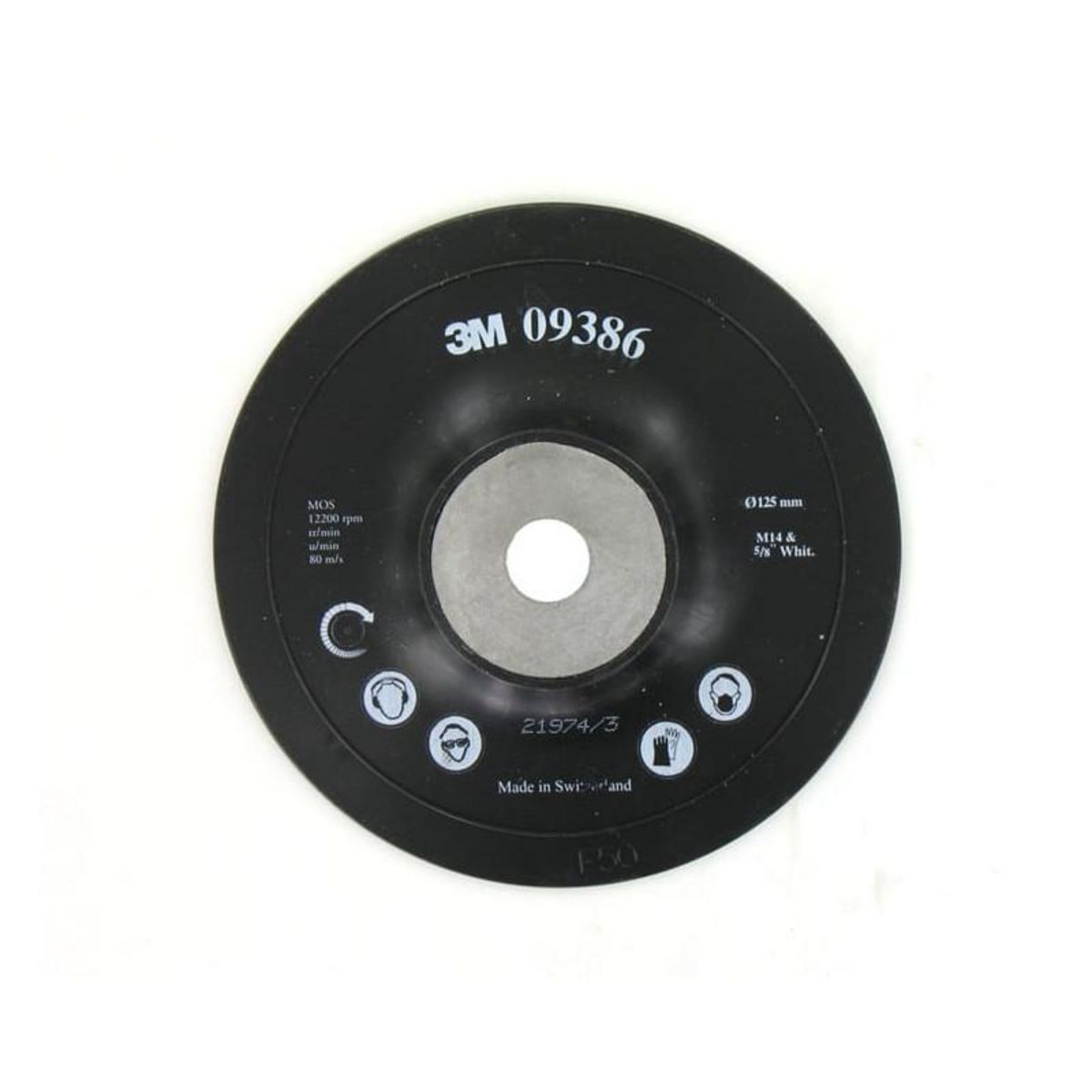 3M Plateau 3M lisse support pour disques fibre M14 diamètre 125 mm