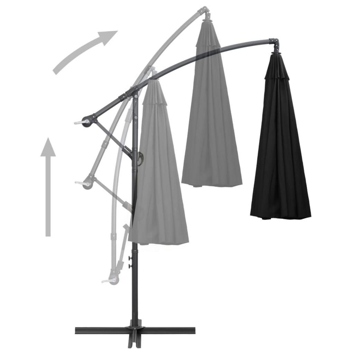 VIDAXL Parasol suspendu avec poteau noir 3 m