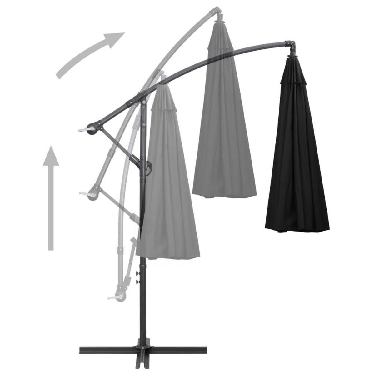 VIDAXL Parasol suspendu avec poteau noir 3 m