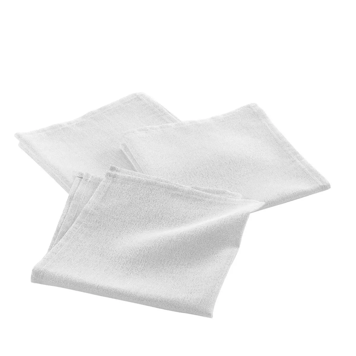 Douceur d'Intérieur Lot de 3 serviettes fils métallisés 40 x 40 cm - Blanc et argent
