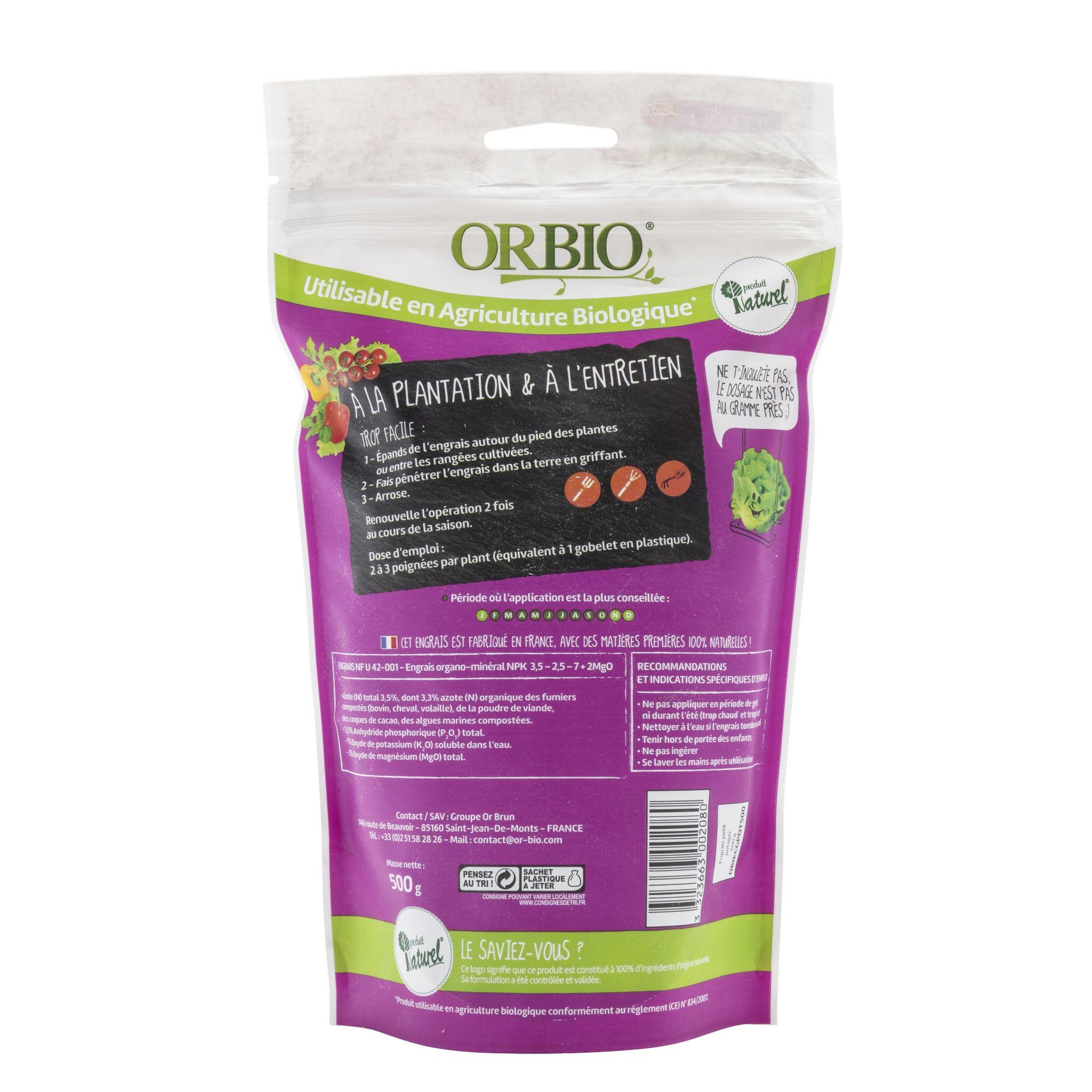 Voir la diapositive 3 : ORBIO Engrais petit potager 500g orbio