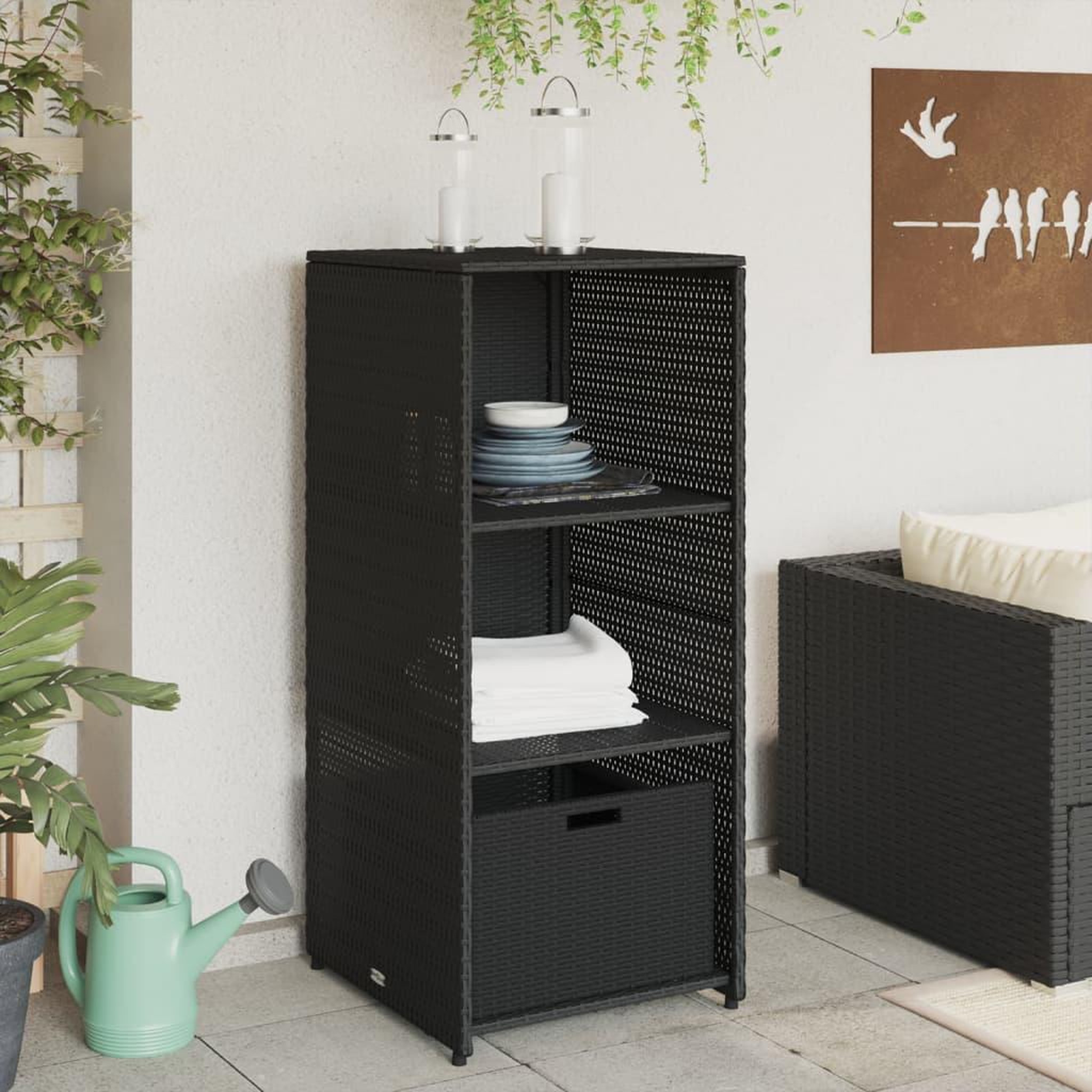Voir la diapositive 3 : VIDAXL Armoire de rangement de jardin noir 50x55x115 cm resine tressee