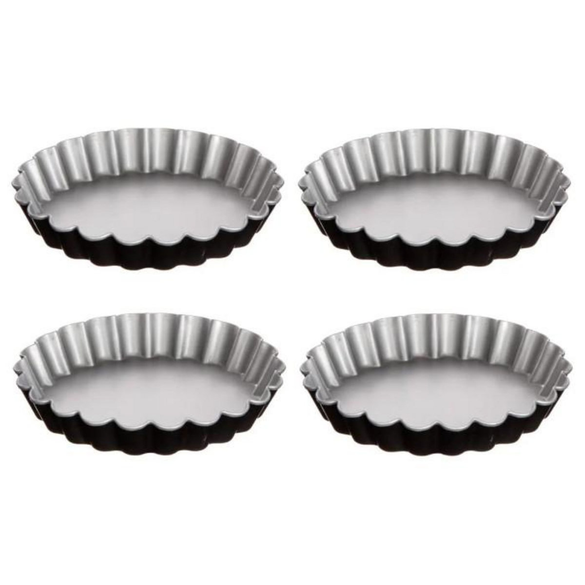 FIVE Lot de 4 Moules à Tartelettes  Signature  12cm Noir