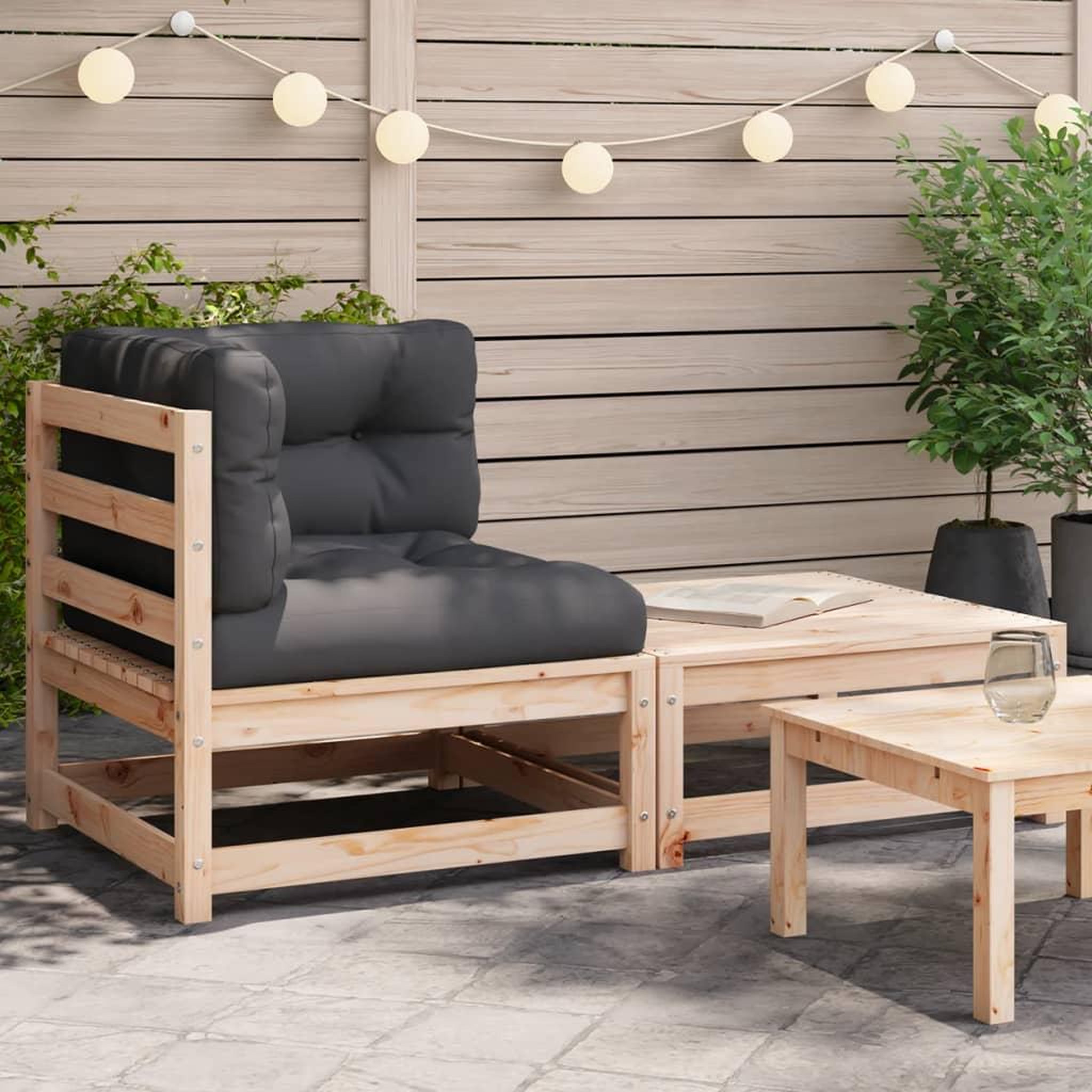 Voir la diapositive 1 : VIDAXL Canape d'angle de jardin avec coussins et repose-pieds