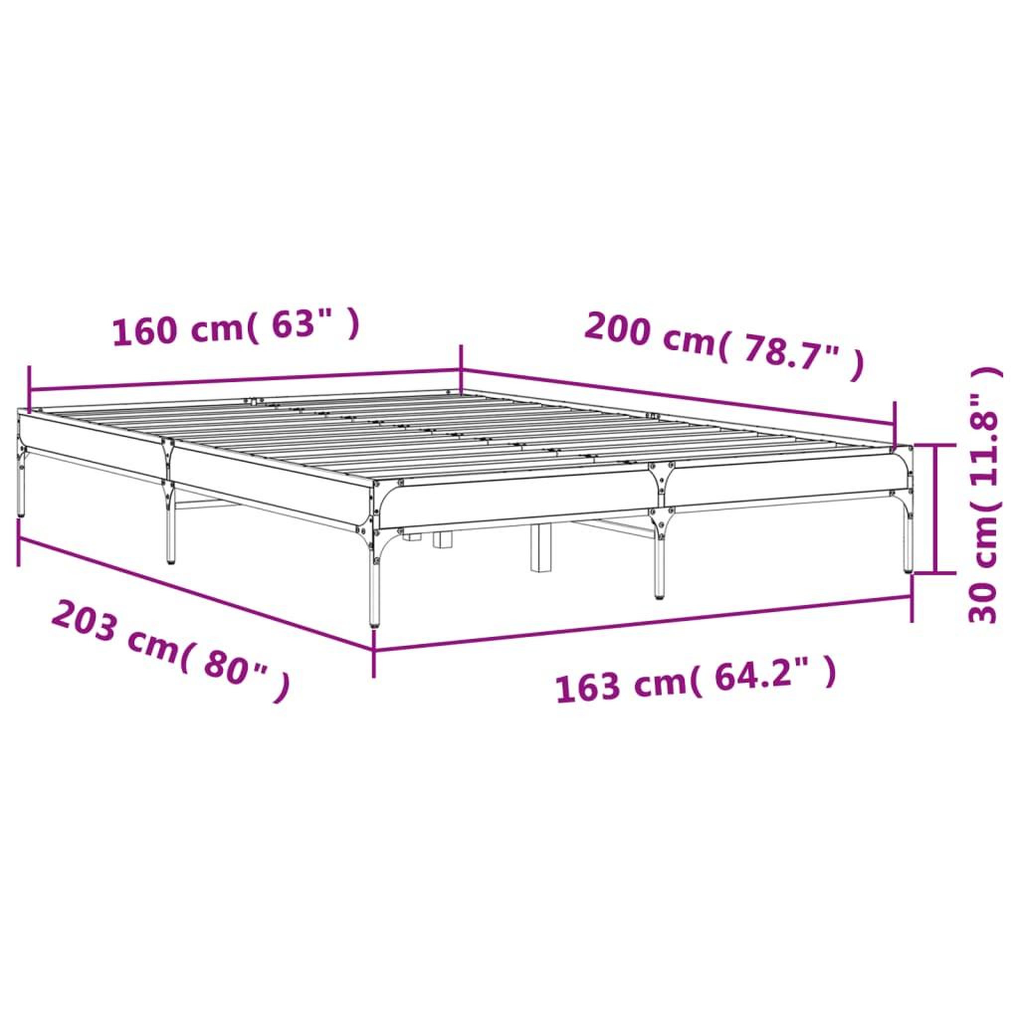 Voir la diapositive 6 : VIDAXL Cadre de lit sans matelas chene sonoma 160x200 cm