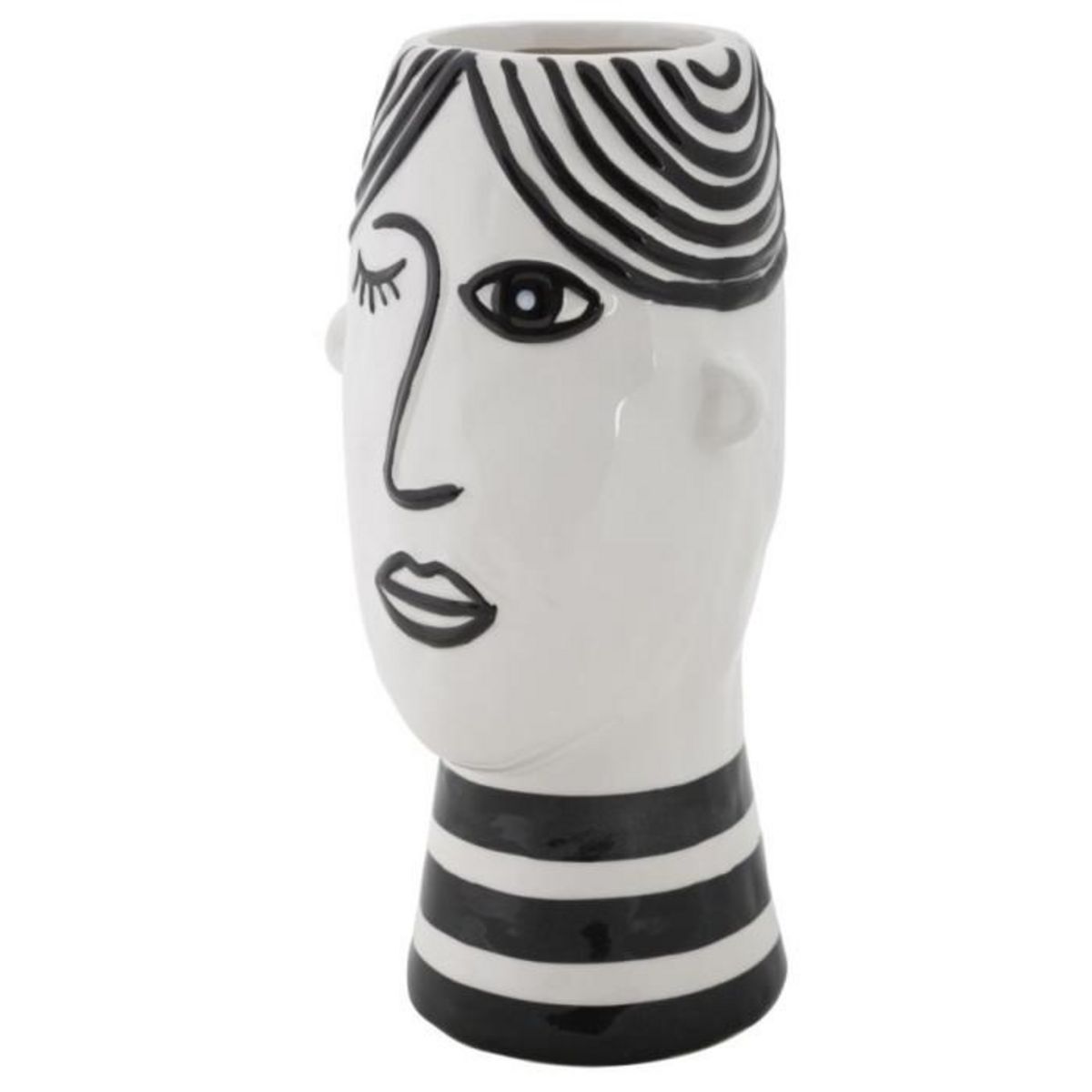 Paris Prix Vase Déco Visage en Porcelaine  Face  26cm Blanc & Noir