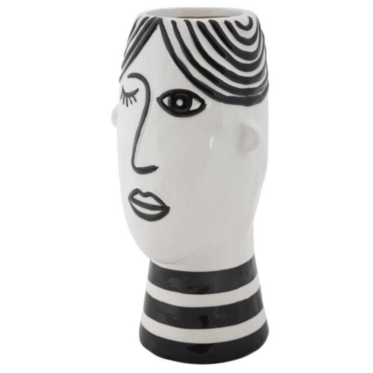 Paris Prix Vase Déco Visage en Porcelaine  Face  26cm Blanc & Noir