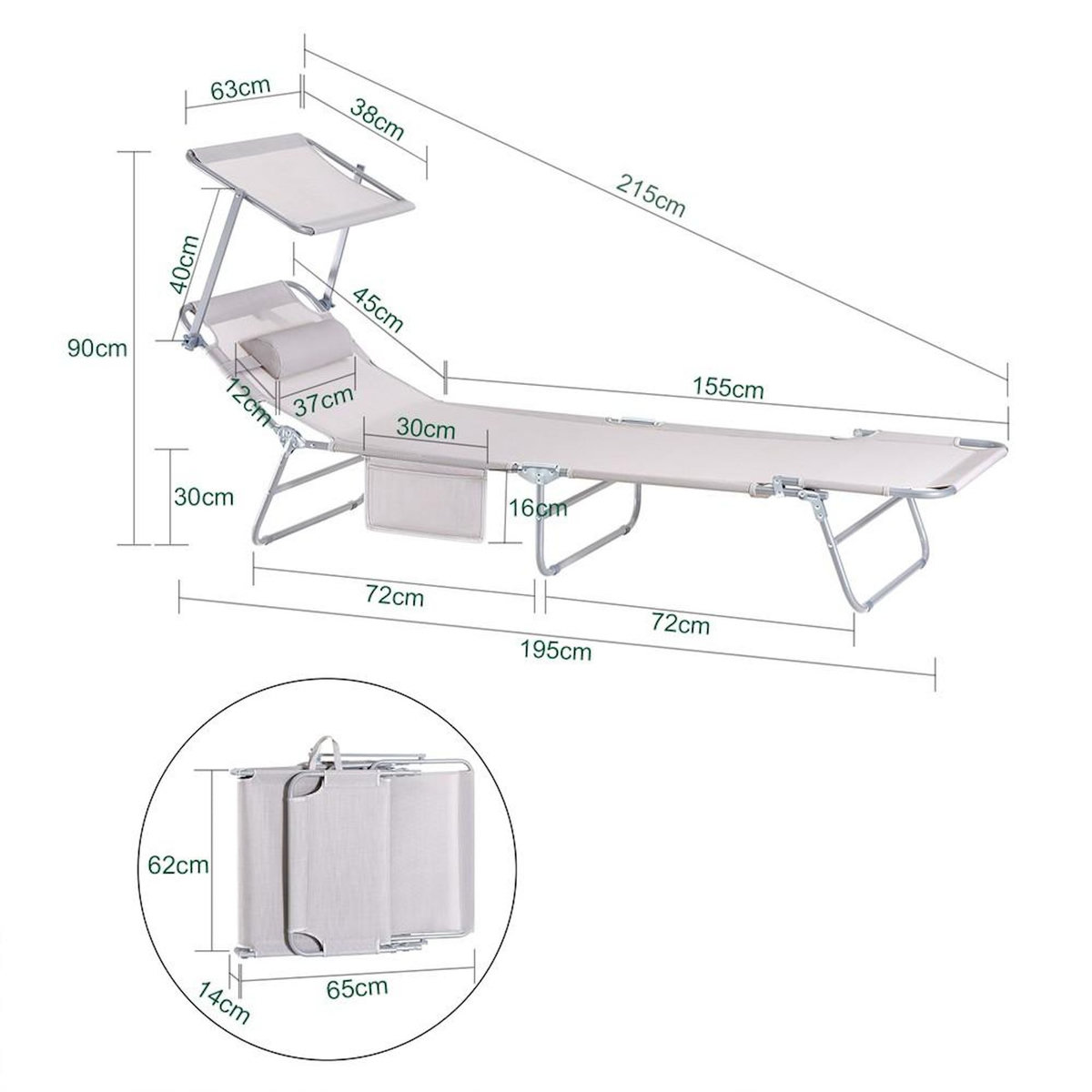 SOBUY SoBuy - Lot de 2 bains de soleil - Beige - 215x72x90cm - Moderne - OGS48-MIx2