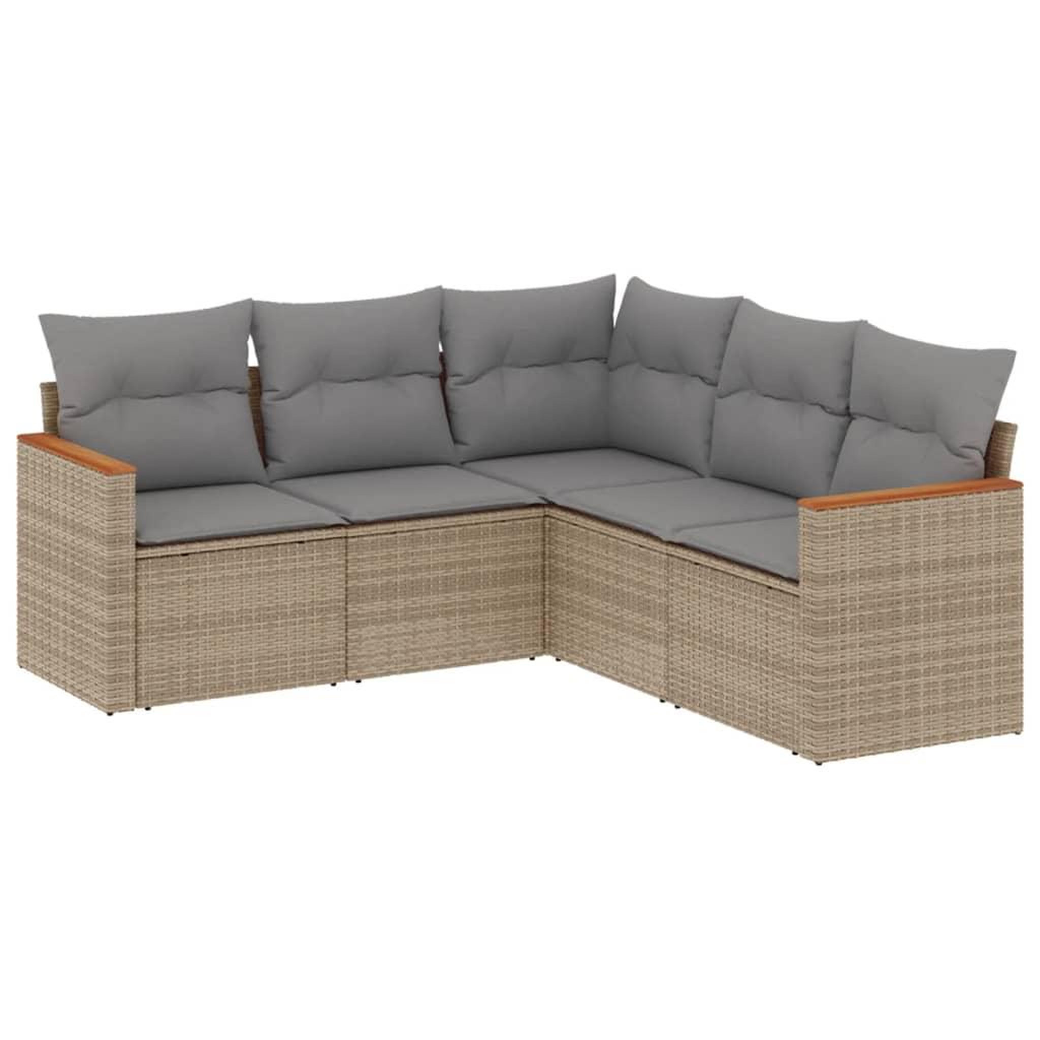 Voir la diapositive 2 : VIDAXL Salon de jardin avec coussins 5 pcs beige resine tressee