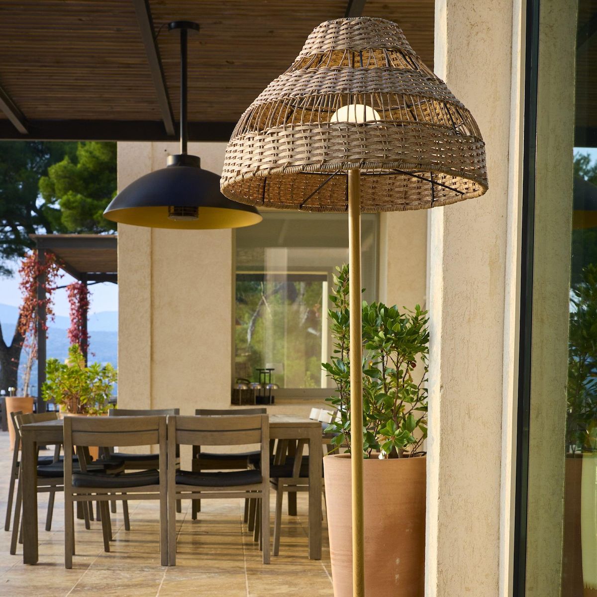 Lumisky Lampadaire sans fil ELION Beige Rotin H168cm