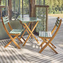 Voir la diapositive 2 : SWEEEK Table de jardin pliante bois d'acacia + 2 assises vert de gris HILORA . table carrée