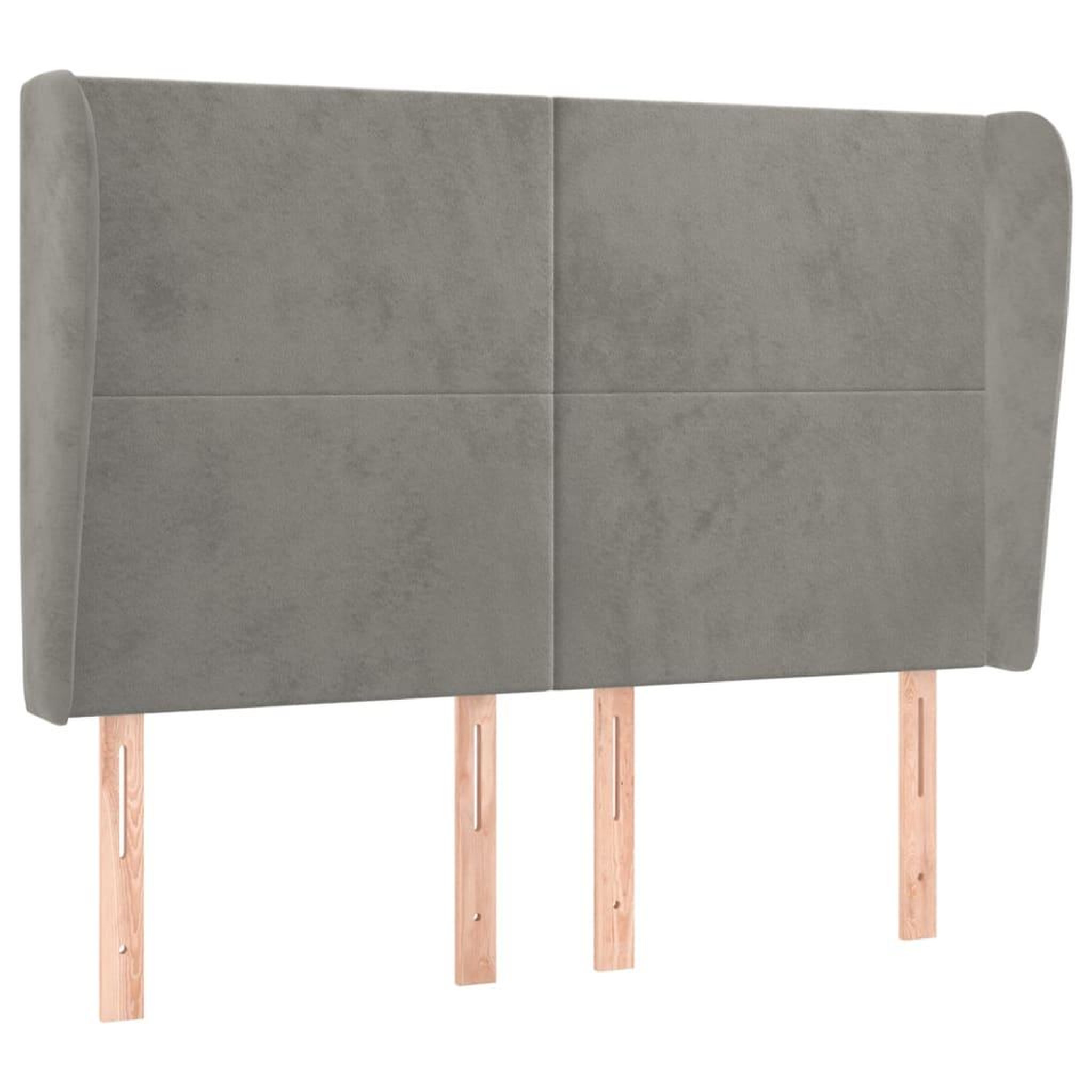 Voir la diapositive 2 : VIDAXL Tete de lit avec oreilles Gris clair 147x23x118/128 cm Velours