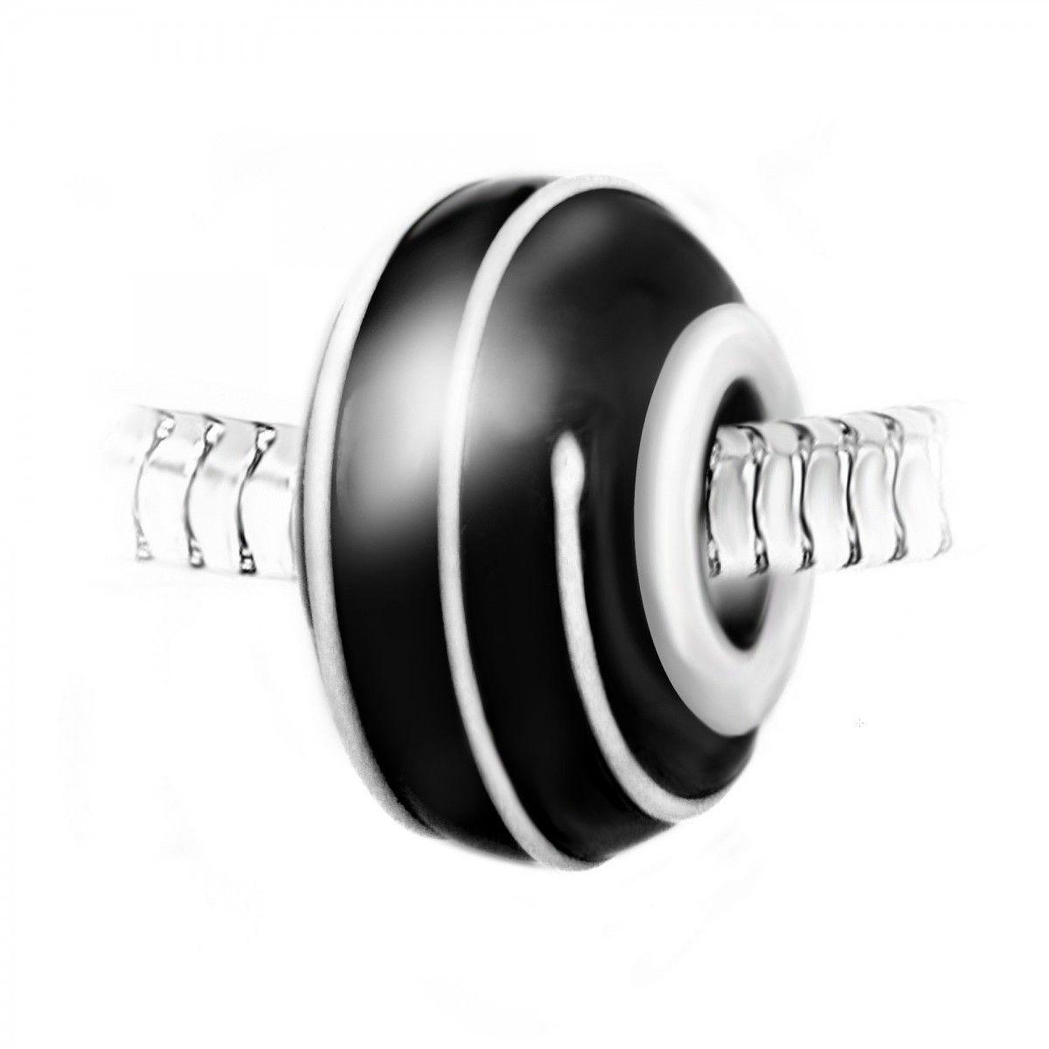SC CRYSTAL Charm perle spirale verre noir décoré main et acier par SC Crystal