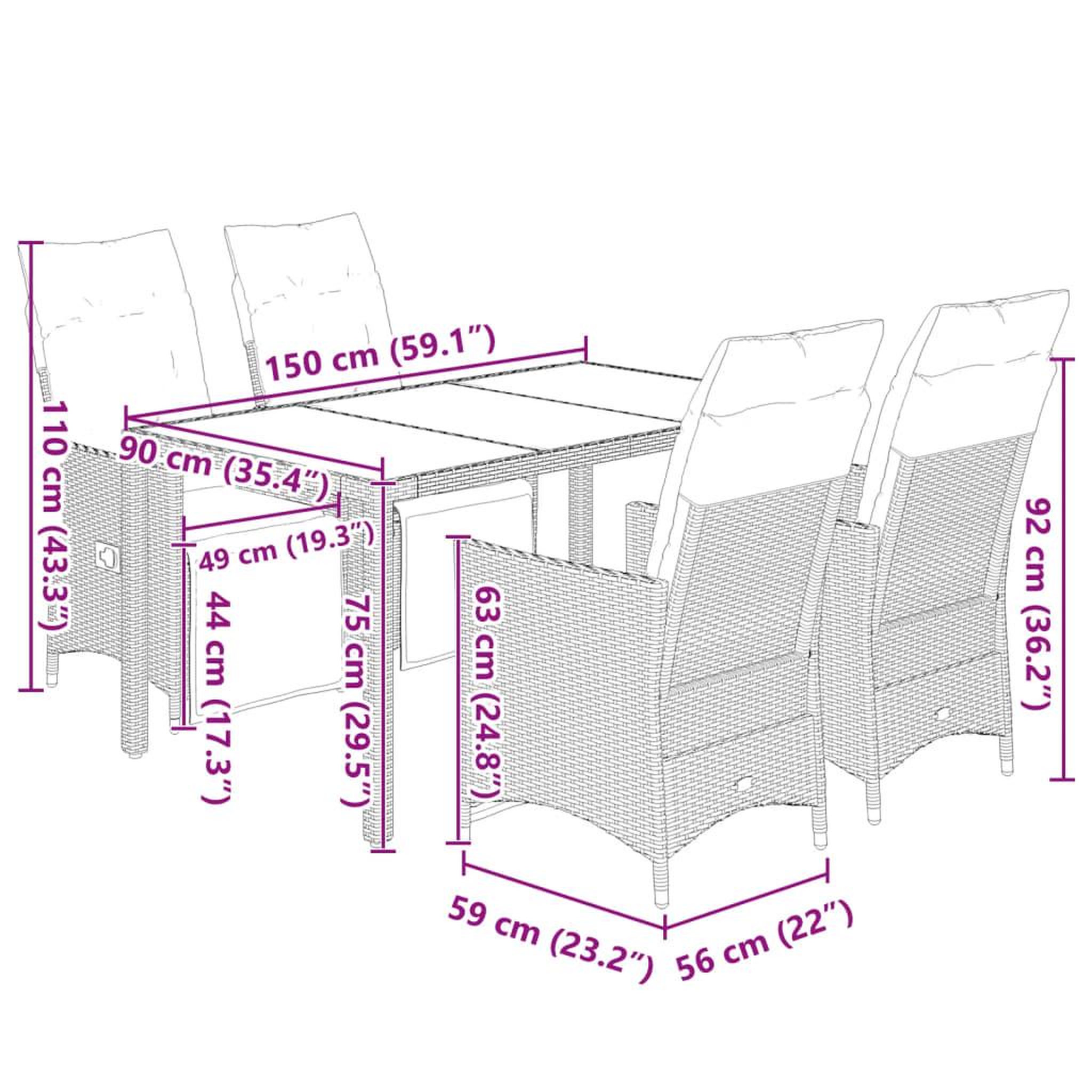 Voir la diapositive 6 : VIDAXL Ensemble de bistro de jardin 5 pcs coussins gris poly rotin