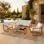 Voir la diapositive 2 : CONCEPT USINE Salon de jardin 5 places contemporain marron et coussins beiges RABAT
