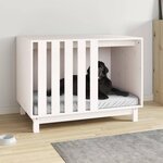 VIDAXL Niche pour chien Blanc 90x60x67 cm Bois de pin massif