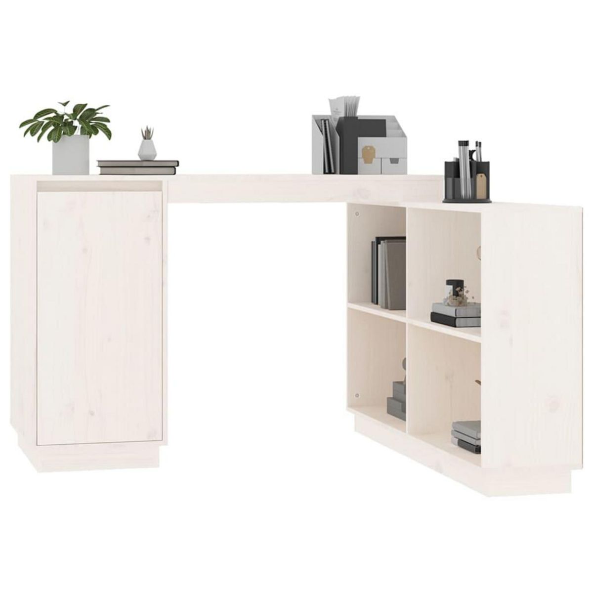VIDAXL Bureau Blanc 110x50x75 cm Bois massif de pin