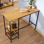 IDIMEX Table haute de bar NELAS en métal avec plateau en fibres de bois, mange-debout comptoir couleur chêne sauvage