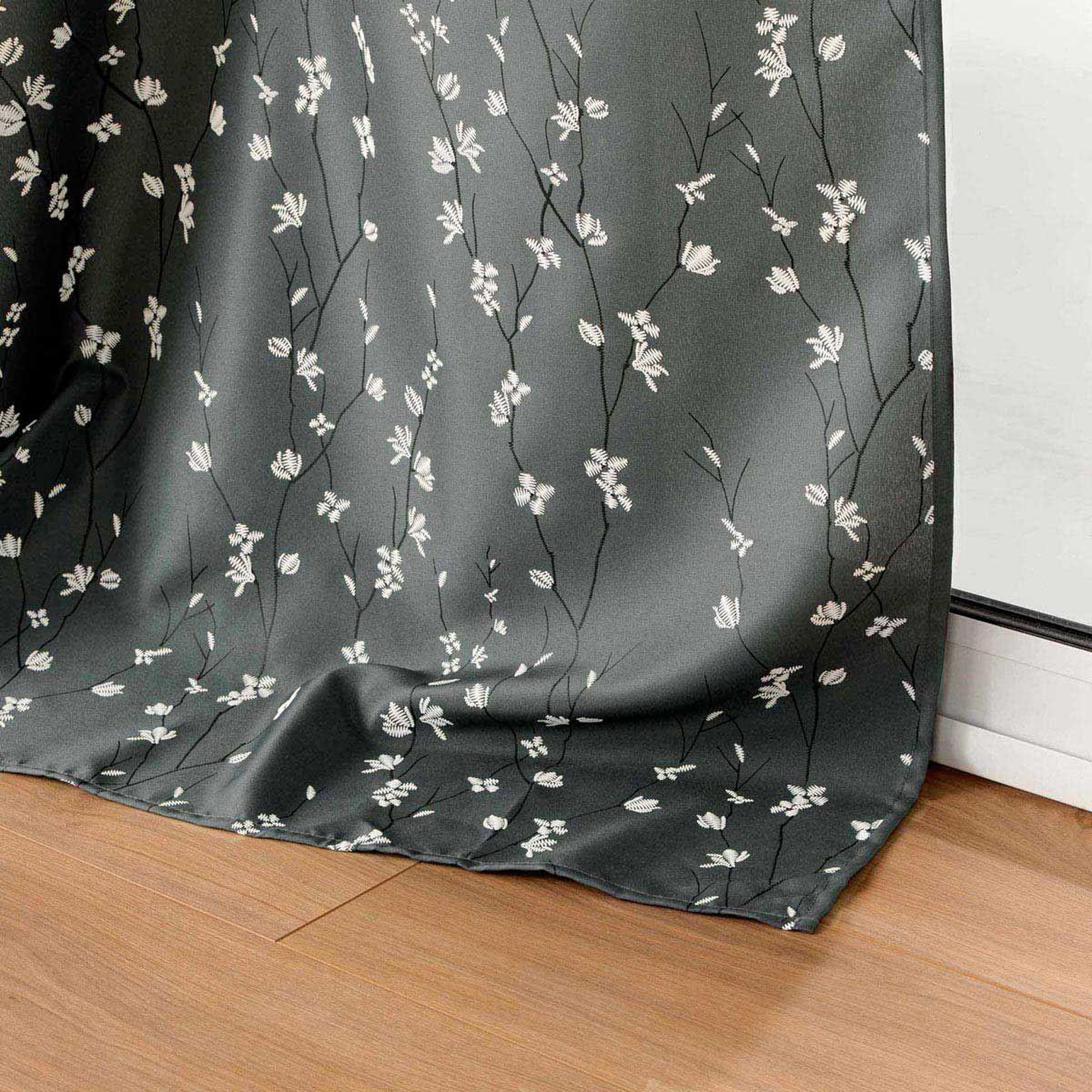 Voir la diapositive 3 : Douceur d'Intérieur Rideau à œillets imprimé  sakura  140x260cm anthracite