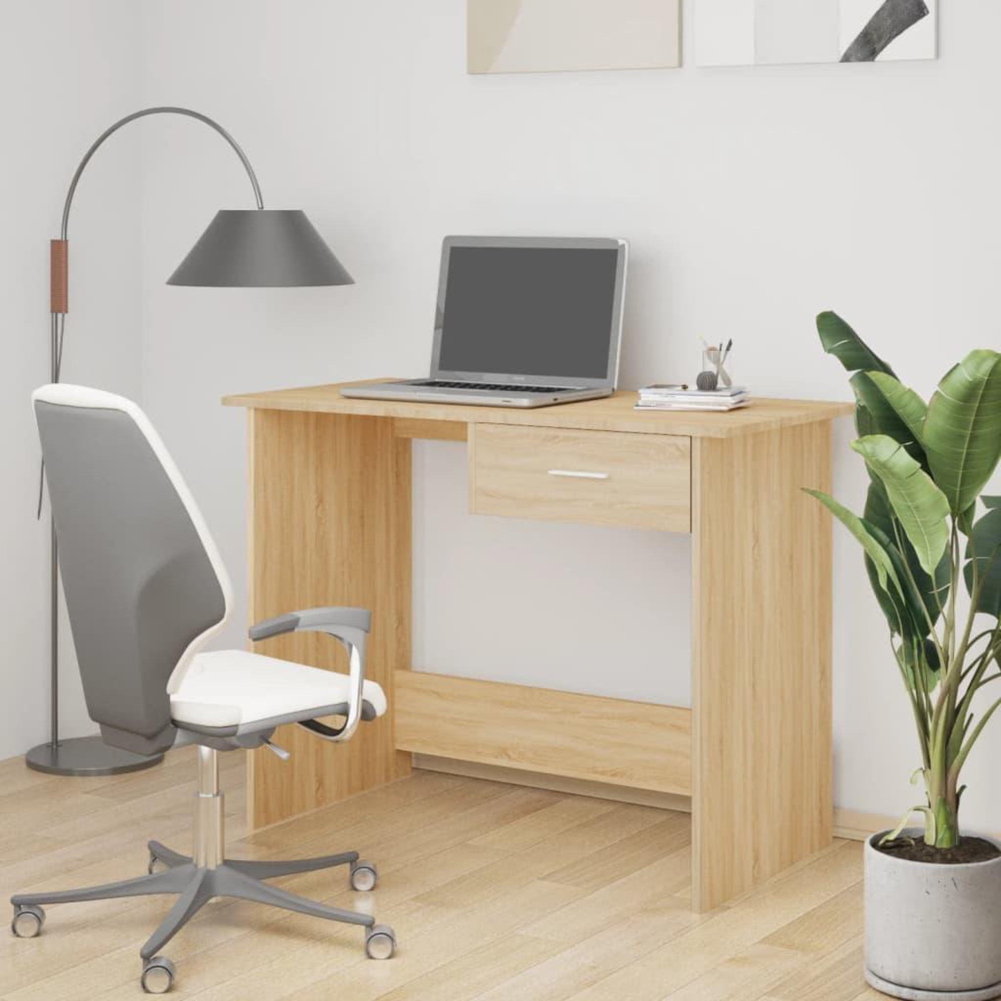Voir la diapositive 1 : VIDAXL Bureau Chene sonoma 100x50x76 cm Bois d'ingenierie
