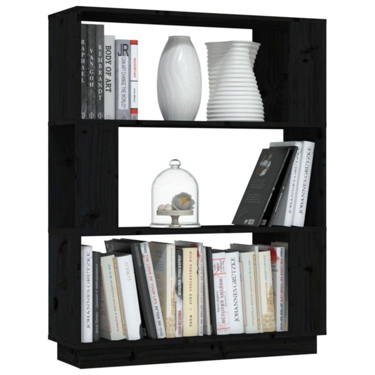 VIDAXL Bibliotheque/Separateur de piece Noir 80x25x101 cm Pin massif