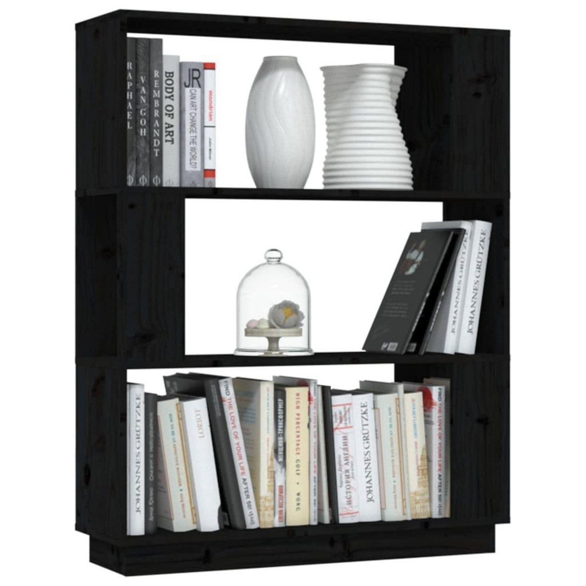VIDAXL Bibliotheque/Separateur de piece Noir 80x25x101 cm Pin massif