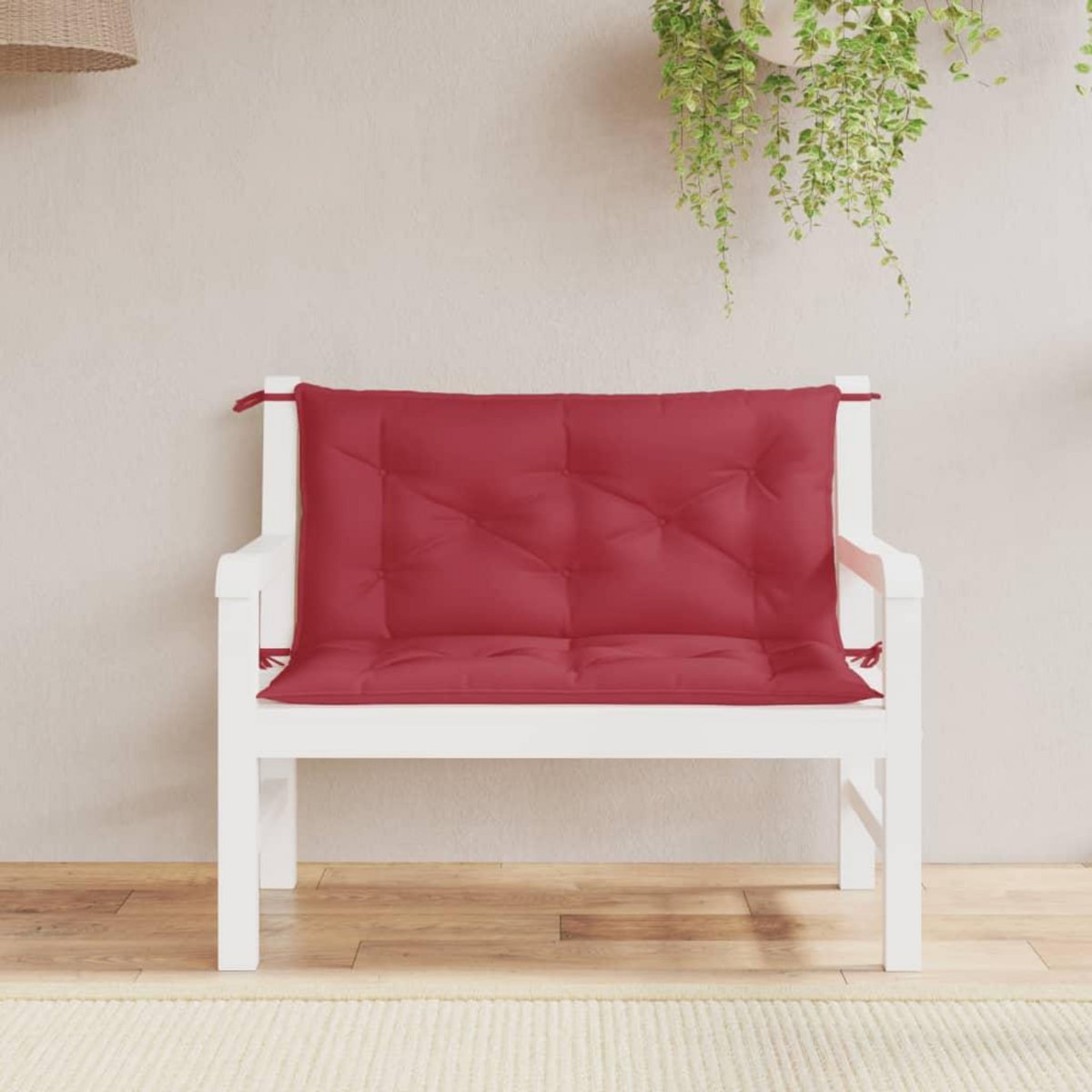 VIDAXL Coussins de banc de jardin lot de 2 rouge bordeaux tissu Oxford