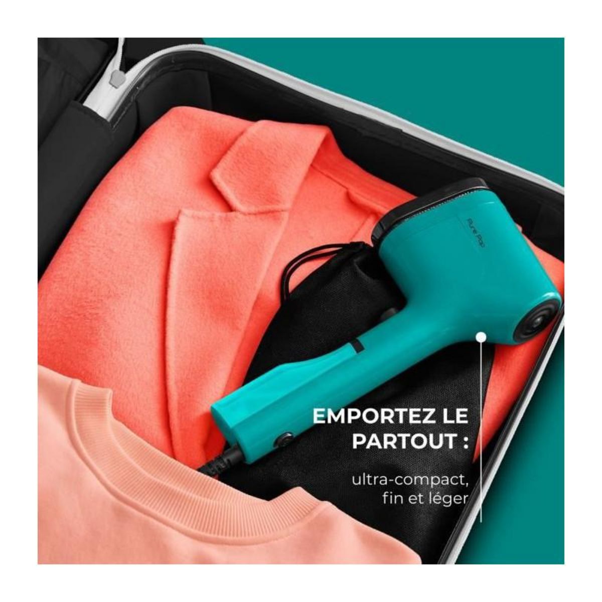 CALOR CALOR PURE POP DT2024C0 - Défroisseur vapeur, 1300 W, 70 ml, Débit 20 g/min, Pret en 15 sec, Autonomie 4 min, Défroisse et pu