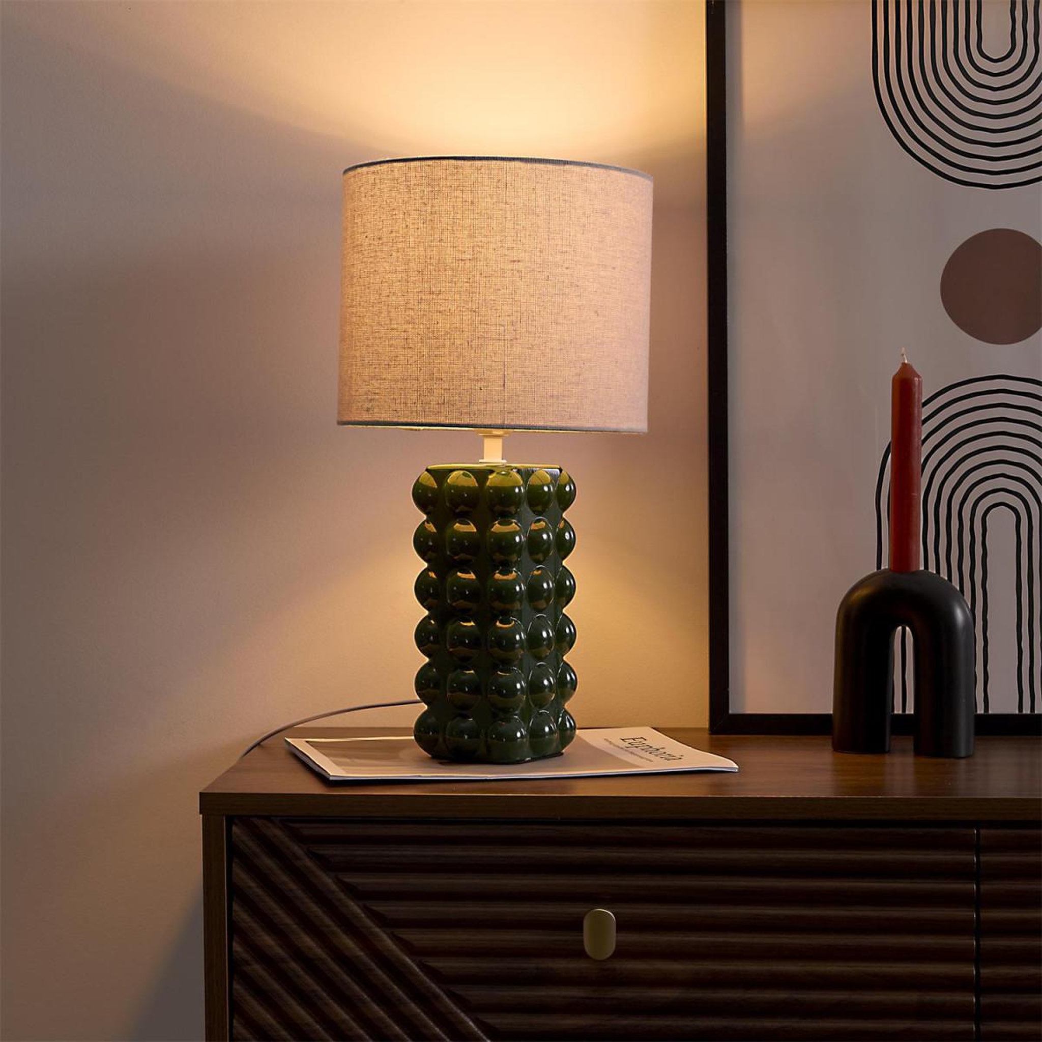 Voir la diapositive 3 : The Home Deco Factory Lampe à poser en céramique  luna  40cm vert