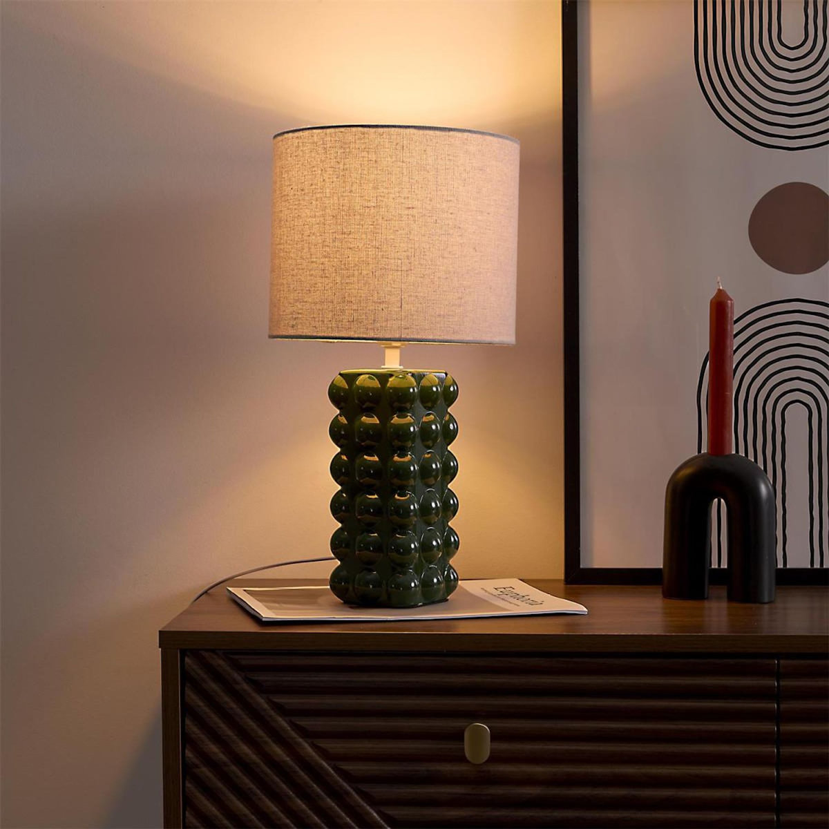 Paris Prix Lampe à Poser en Céramique  Luna  40cm Vert