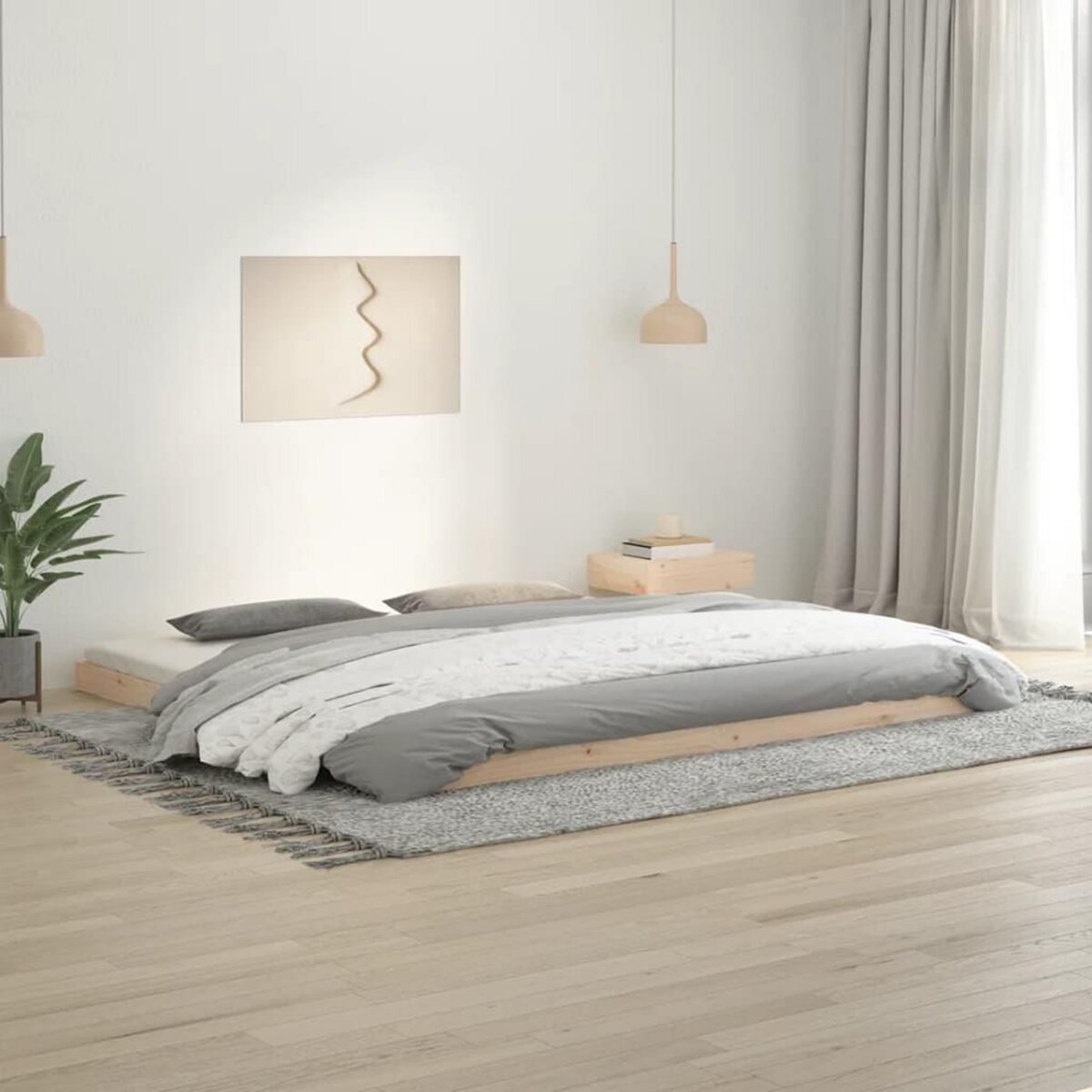 VIDAXL Cadre de lit sans matelas 200x200 cm bois massif de pin