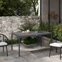 Voir la diapositive 2 : OUTSUNNY Table de jardin rectangulaire 6 personnes plateau lattes aspect bois alu gris