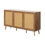 Voir la diapositive 4 : BEST MOBILIER Goto - buffet bas - effet bois et cannage - 3 portes - 140 cm