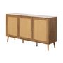 Voir la diapositive 4 : BEST MOBILIER Goto - buffet bas - effet bois et cannage - 140 cm