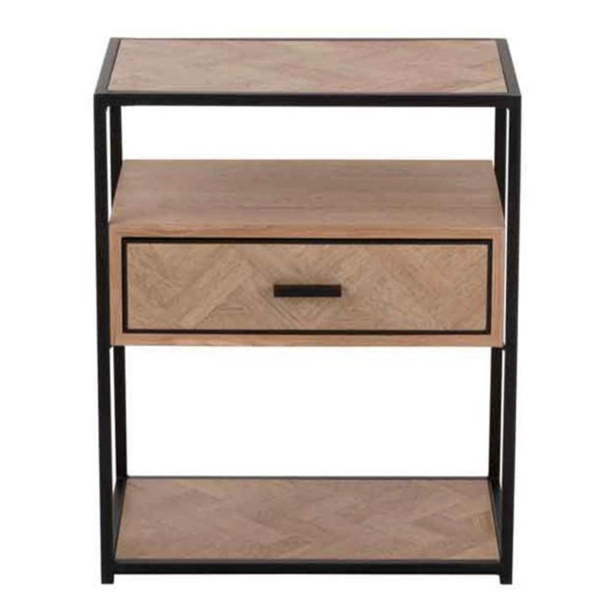 Paris Prix Table d'Appoint 1 Tiroir  Miraza  61cm Naturel & Noir