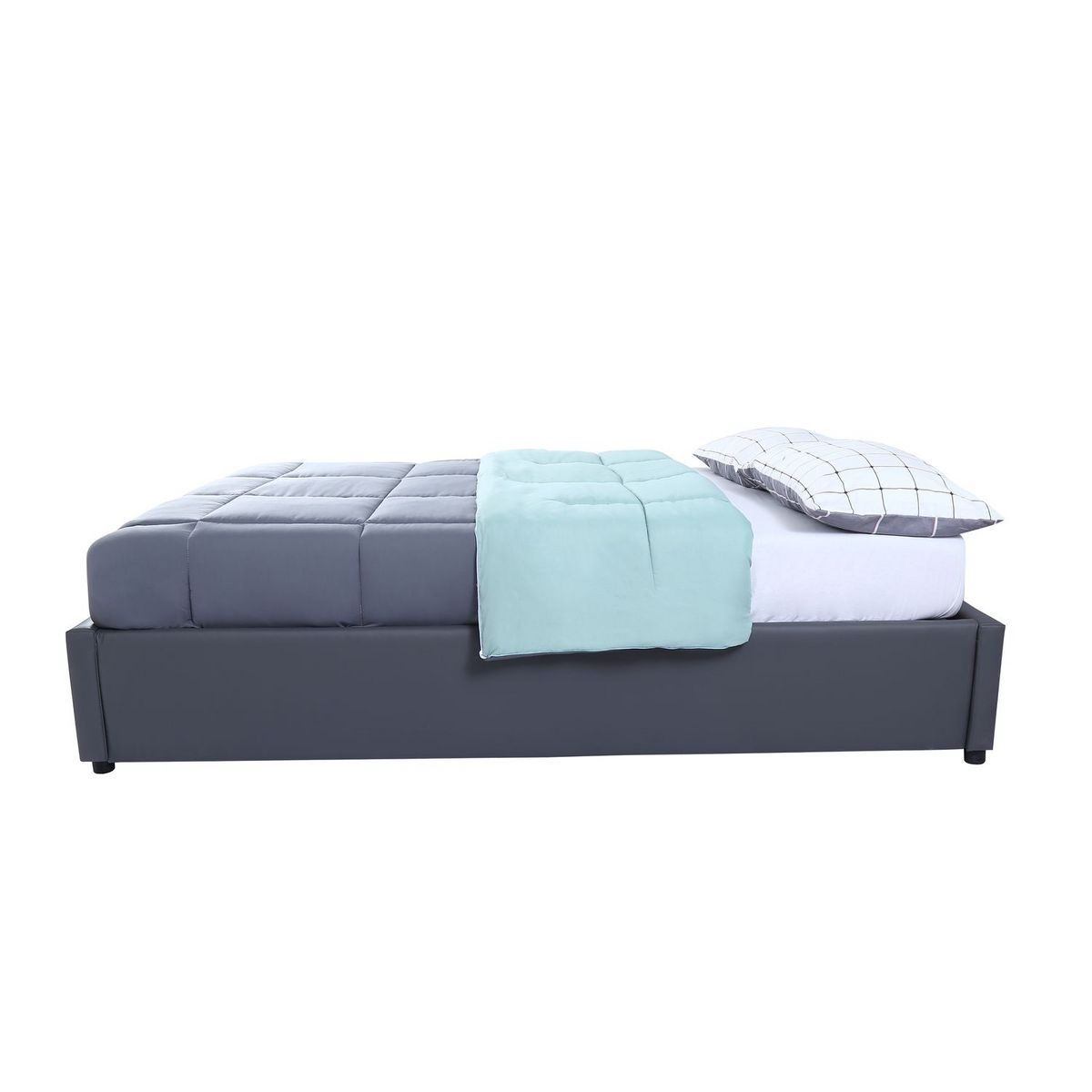 Lit coffre PU avec sommier relevable 140x190 cm OSCAR