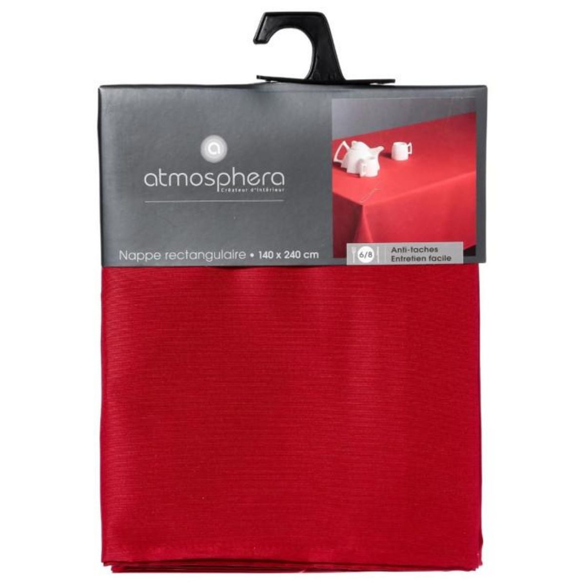 ATMOSPHERA Nappe Antitache  Unie  140x240cm Rouge