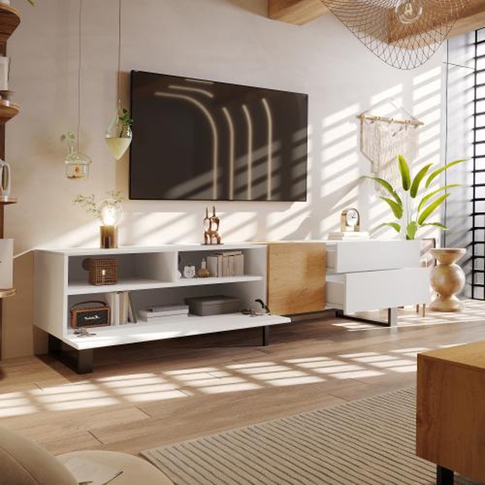 Voir la diapositive 5 : MERAX Meuble tv blanc 180 cm mdf