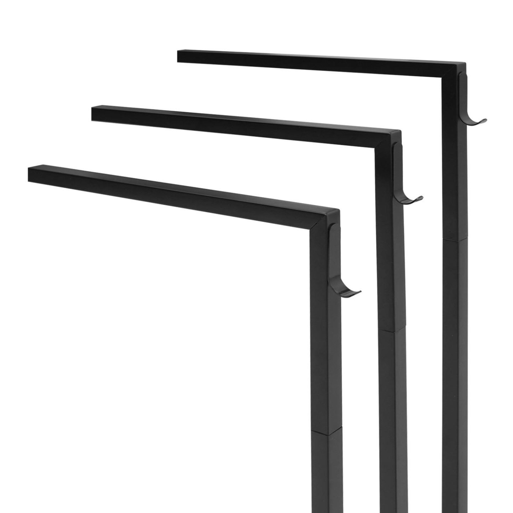 Voir la diapositive 5 : ID MARKET Porte-serviettes sur pied 3 barres latérales dallas métal noir design industriel
