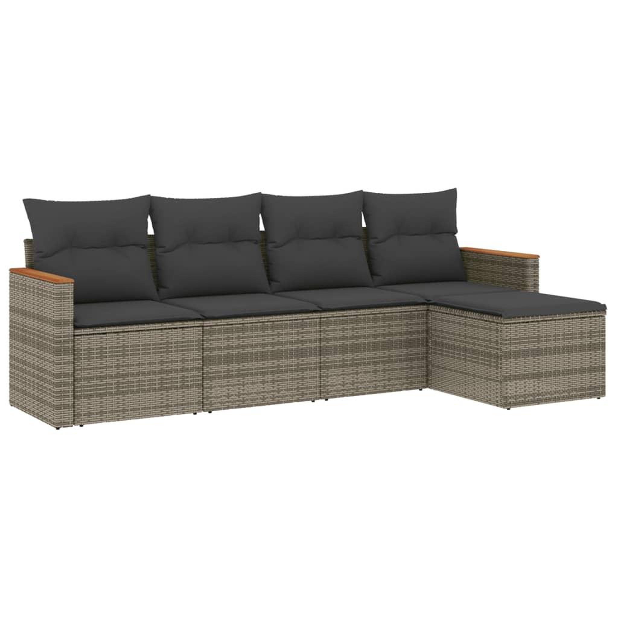 Voir la diapositive 2 : VIDAXL Salon de jardin 5 pcs avec coussins gris resine tressee
