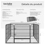 Voir la diapositive 6 : tectake Enclos pour chiots et chiens en 4 parties pliables et modulables gris