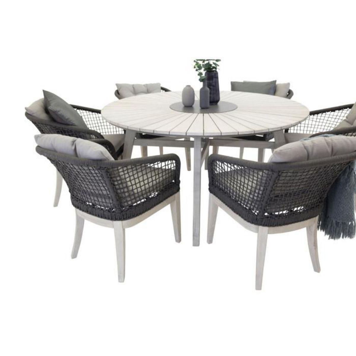Paris Prix Table de Jardin Ronde en Bois  Rives  150cm Gris Clair