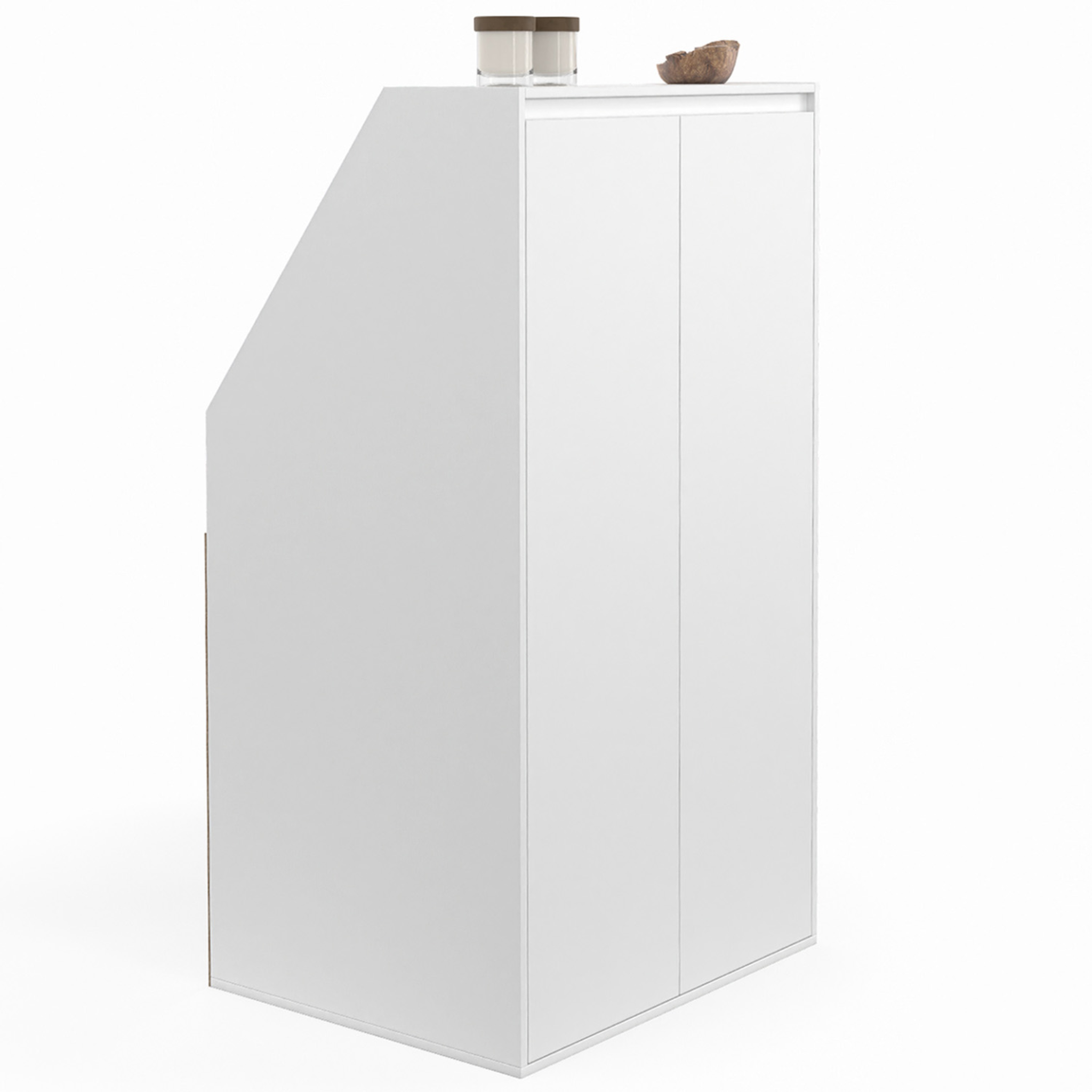 ID MARKET Armoire sous pente 2 portes tomi 60 x 50 x 110/70 cm blanc